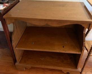 #87 wooden 2 shelf bookcase 26x17x26 $35.00