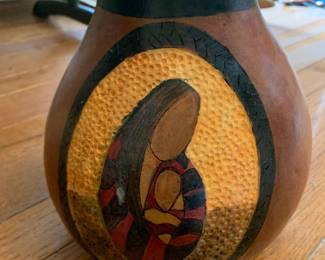 #134 Native American painted mother and child gord $20.00