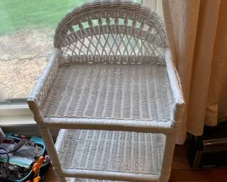 #24 white wicker shelves 3 16x12x24 $35.00