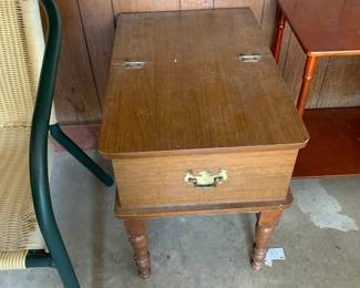 #102 lift top wood end table 16x24x22 $390.00