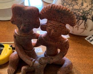 #149 Handmade Aztec reproduction couple figurine 6.5 tall $20.00