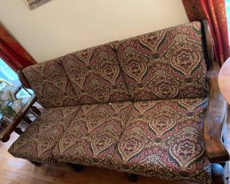 #12 pine sofa with cushions 82 long $75.00