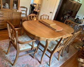 #1 Jefferson wood work dining table with 1 leaf and 6 chairs 60-72x41x39 $220.00