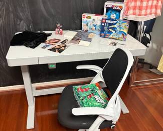 (A) Adjustable Height Desk, Rolling Chair 