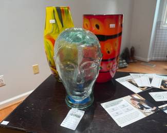 Vtg. Blue Glass Head