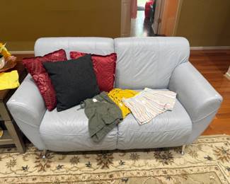 Leather Loveseat, Women's Clothing. Decorative Pillows 