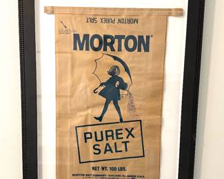 Vintage Morton salt bag framed $250