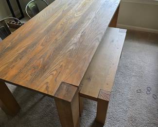 Crate and Barrel Oak contemporary farmhouse table and bench $550