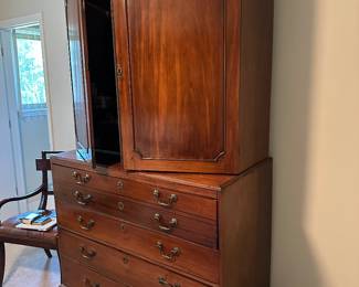 Antique Georgian Desk on Chest $1800