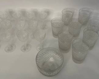 Pressed Glass Goblets, Tumblers Serving Bowl