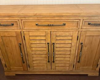 Light Oak Sideboard Buffet Cabinet with Three Drawers Four Doors