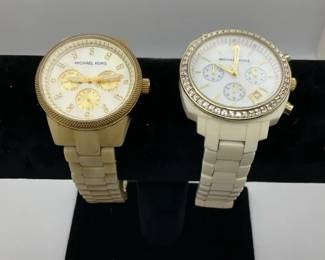 Pair of Michael Kors GoldTone Wristwatches