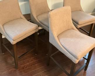 Set of Four Upholstered Counter Height Bar Stools