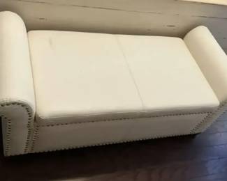 Upholstered Storage Bench with Nailhead Trim