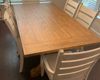 Farmhouse Dining Table with Six LadderBack Chairs
