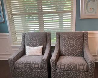 Pair of Upholstered Wingback Accent Chairs