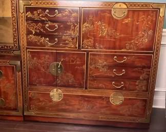 002 ChineseStyle Lacquered Storage Cabinet with Drawers Compartments