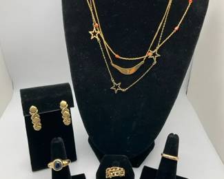 001 14K Gold Jewelry Collection with Necklaces, Earrings Rings