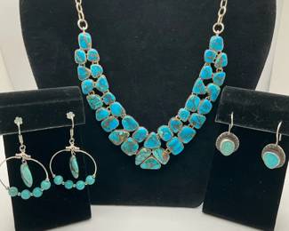 TurquoiseStyle Statement .925 Necklace with Earrings
