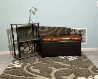 Storage Bench, Accent Shelf, Area Rug Lamp