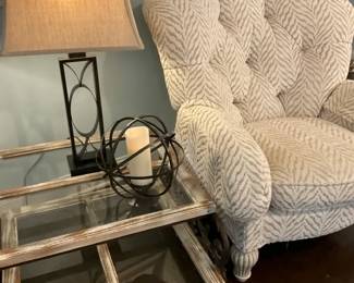 Wingback Chair, Accent Table, Lamp Decorative Candle Holder