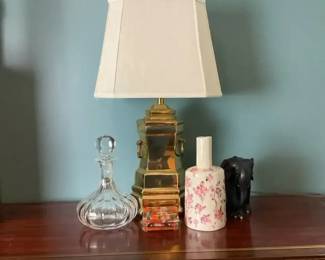 Decorative Table Lamp with Decanter, Vase Elephant Accent