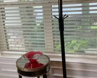 Coat Rack, Accent Table Art Glass Bowl