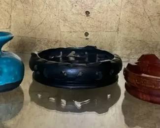 Decorative Blue Vase Carved Tabletop Accents