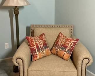 Upholstered Accent Chair with Floor Lamp Pillows