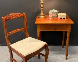 Vintage Wood Side Table, Chair And More
