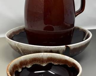 Pfaltzgraff Brown Stoneware Bowls And Pitcher