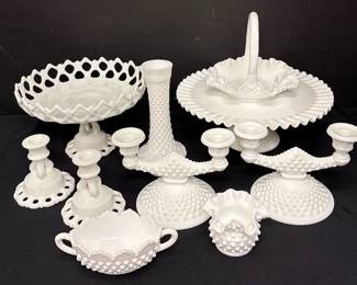Vintage Westmoreland Lattice, Fenton Hobnail White Milk Glass And More