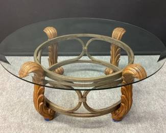 Glass Top Metal Round Coffee Table