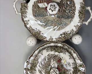 Johnson Bros, The Friendly Village, Tureen, Covered Dish And Salt N Pepper Shakers