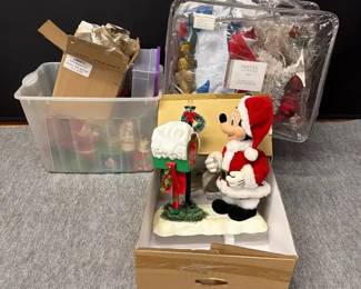 A Cartoon Christmas Mickey Mouse Figurine Other Mystery Items