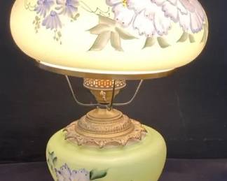 Vintage Hand Painted Floral Hurricane gone With The Wind Style Lamp