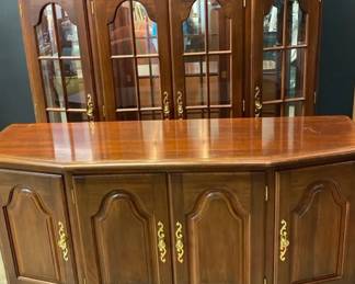 Colonial Furniture Company Two Piece Wood China Cabinet