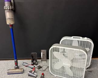 Dyson Cordless Vacuum With Accessories And Box Fans