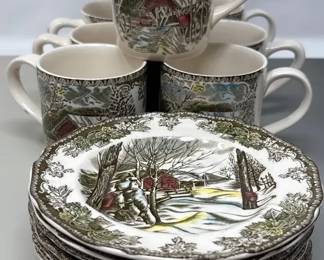 Johnson Bros, The Friendly Village, 10Dessert Plates 8Mugs