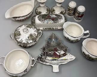 Johnson Bros, The Friendly Village, Candle Sticks, Gravy Boat And More