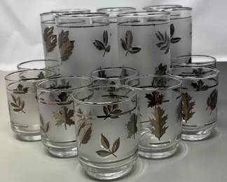 Vintage Libbey Silver Leaf, 8Water 8Juice Glasses
