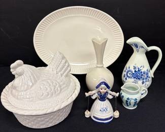 Lenox Vase, White Ceramic Hen On Nest Covered Dish And More