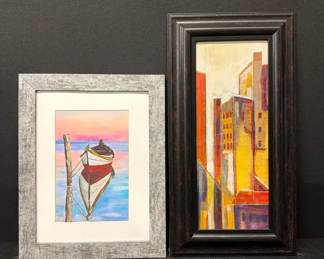 Canoe Reflection By Julie Derice And Other Painted City Scape Print