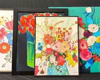 Fun Floral Variety Of Floral Painted And Printed Canvas Pictures