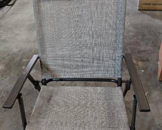 Beige Textilene Fabric Metal Folding Chair