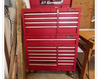 Tool chest with various tools