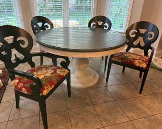 Arhaus pedestal table with 4 chairs