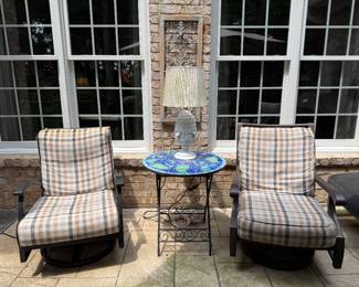 Woodard/Mallin Furniture Turin Cast Iron aluminum swivel rockers