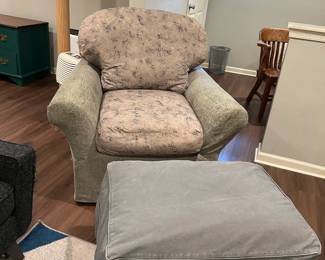 Domain Home slipcovered chair and ottoman