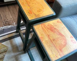 Handpainted farmhouse stools - made in Europe